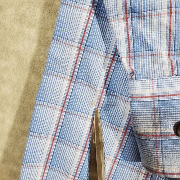 Wrangler Shirt Mens Large Blue Plaid Cowboy George Strait Collared Button Down - Picture 3 of 9